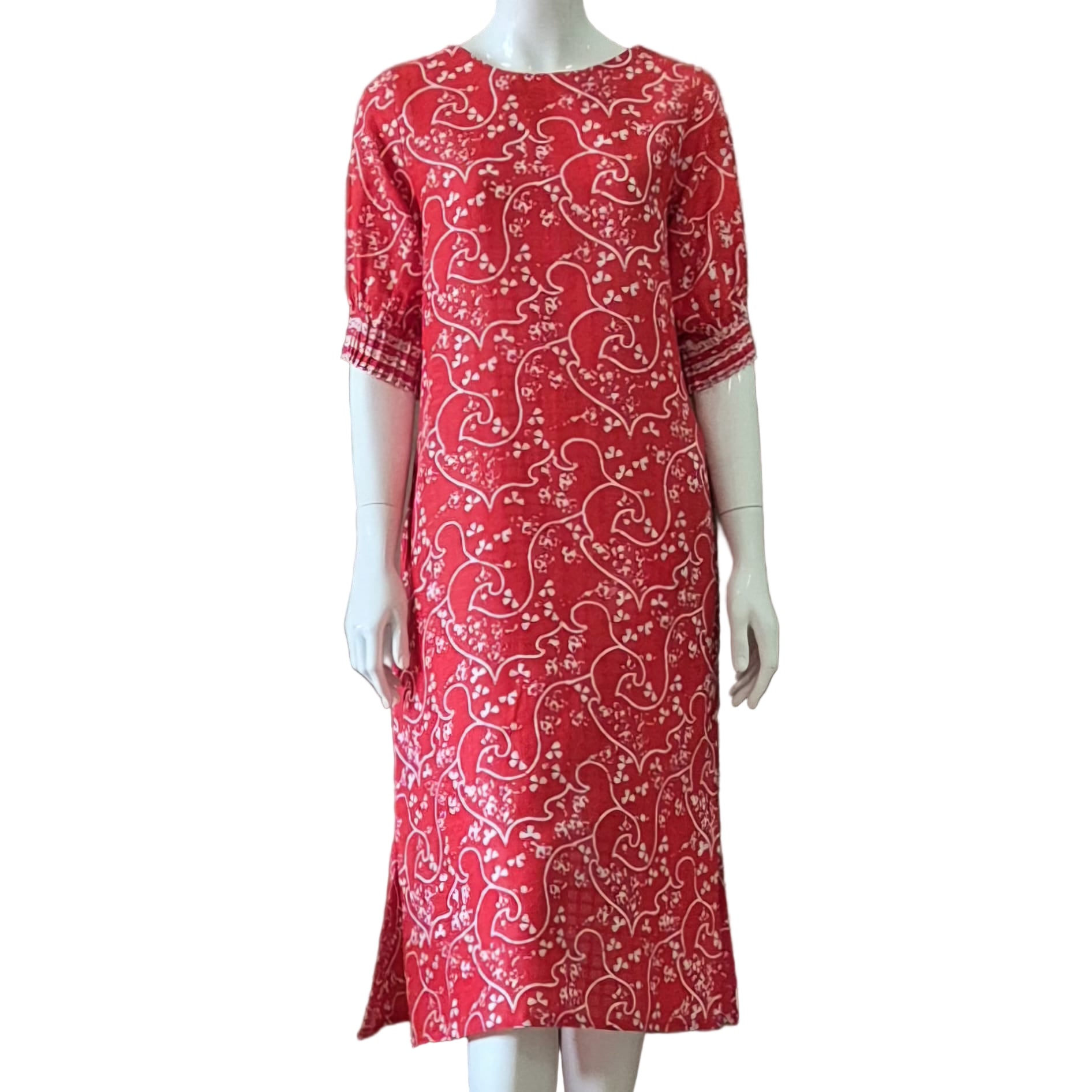 Puff Sleeve Midi Dress - S