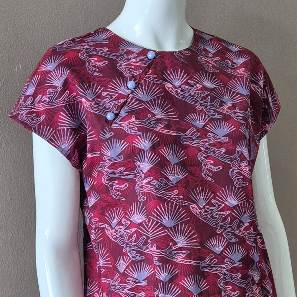 3 Button Round Neck Slim Fit Dress - S