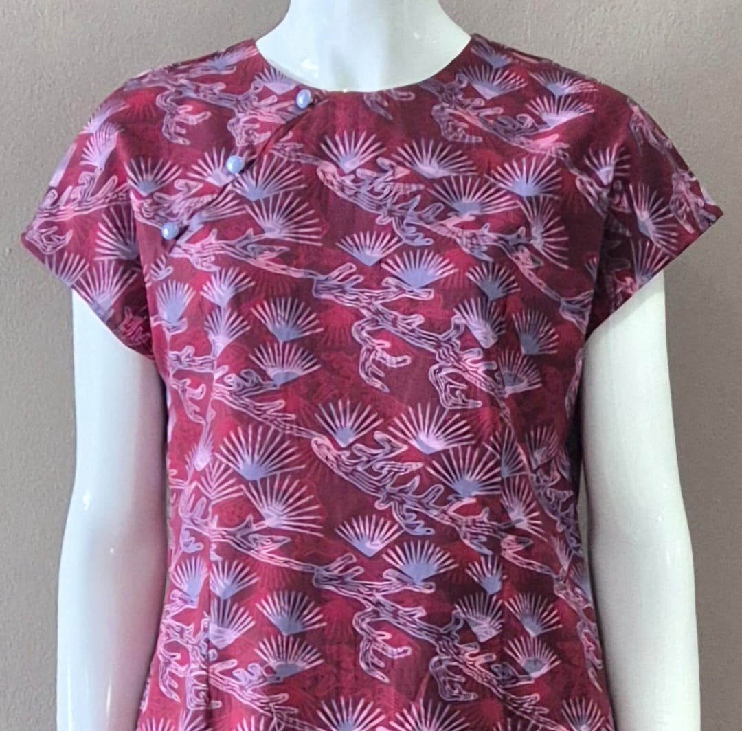 3 Button Round Neck Slim Fit Dress - S