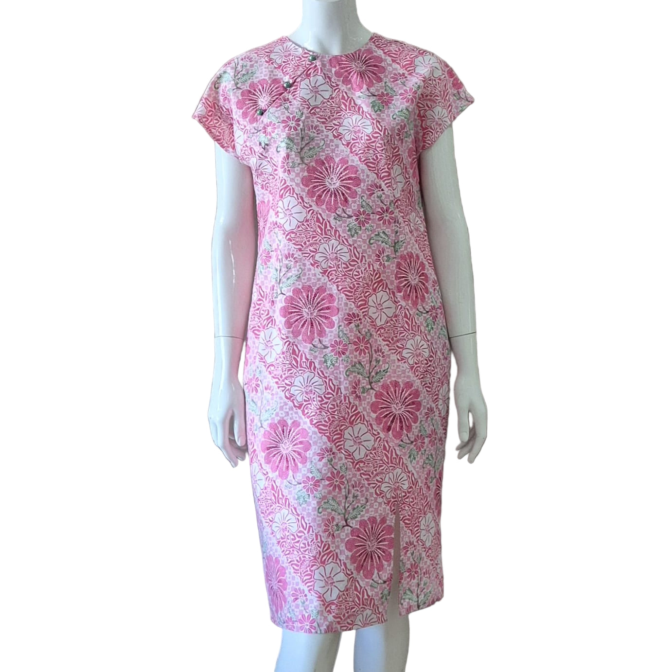 3 Button Round Neck Slim Fit Dress - S