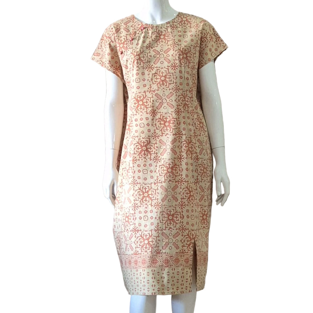 3 Button Round Neck Slim Fit Dress - XL