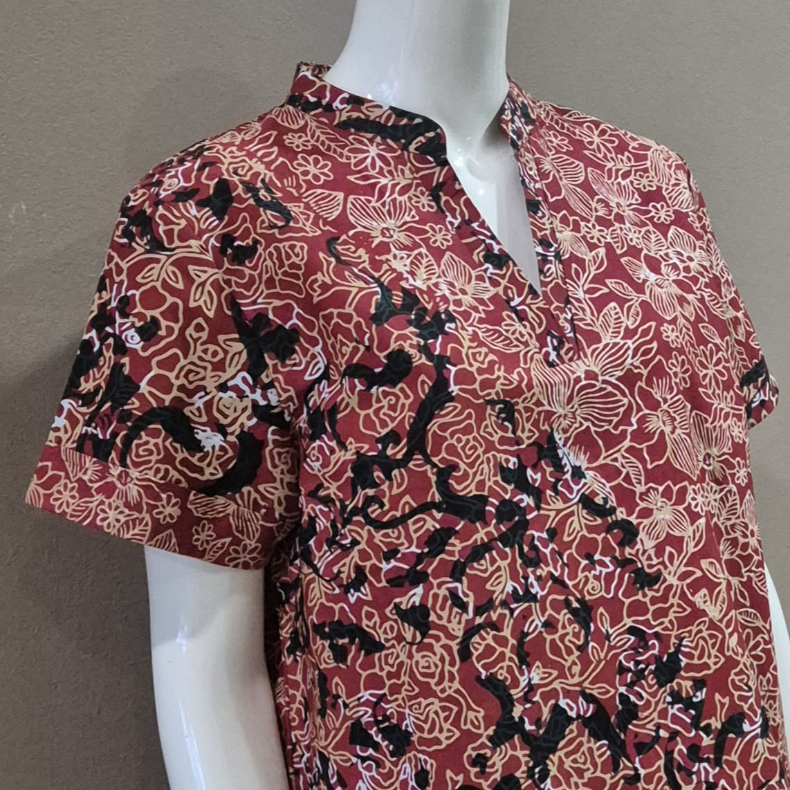 Casual Mandarin Collar Top - L