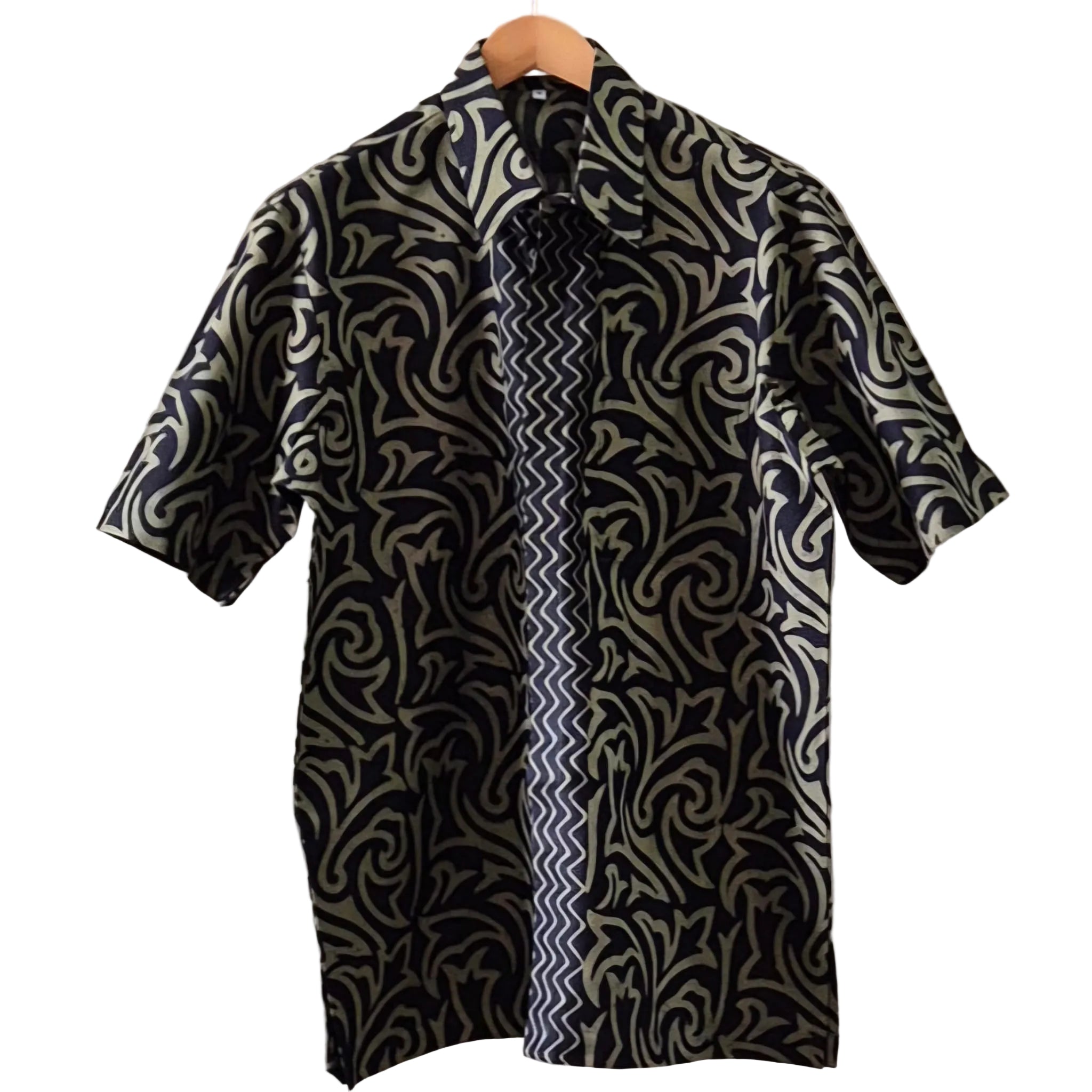 Men's Batik Linen Short Sleeve Shirt - XL