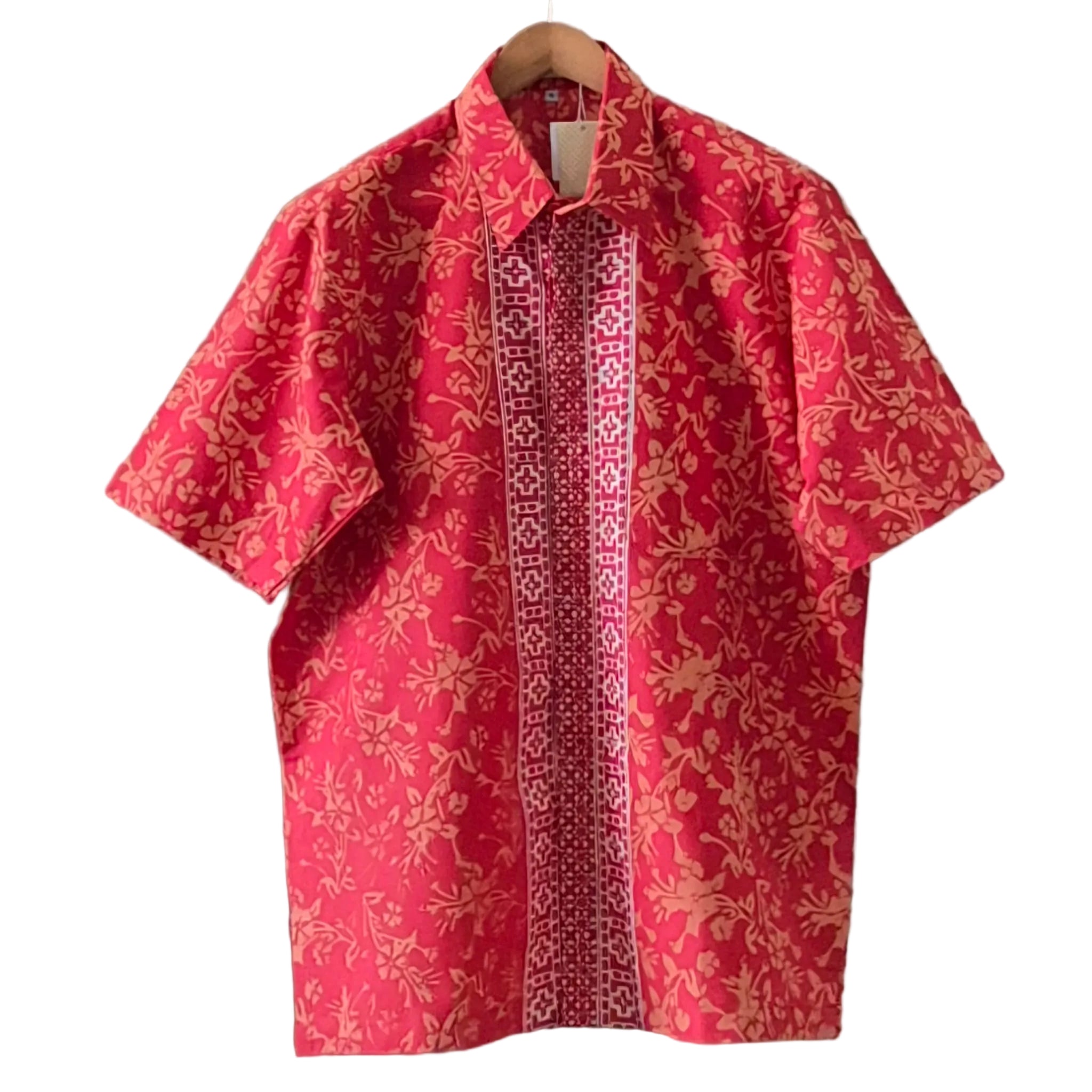 Men's Batik Linen Short Sleeve Shirt - XL