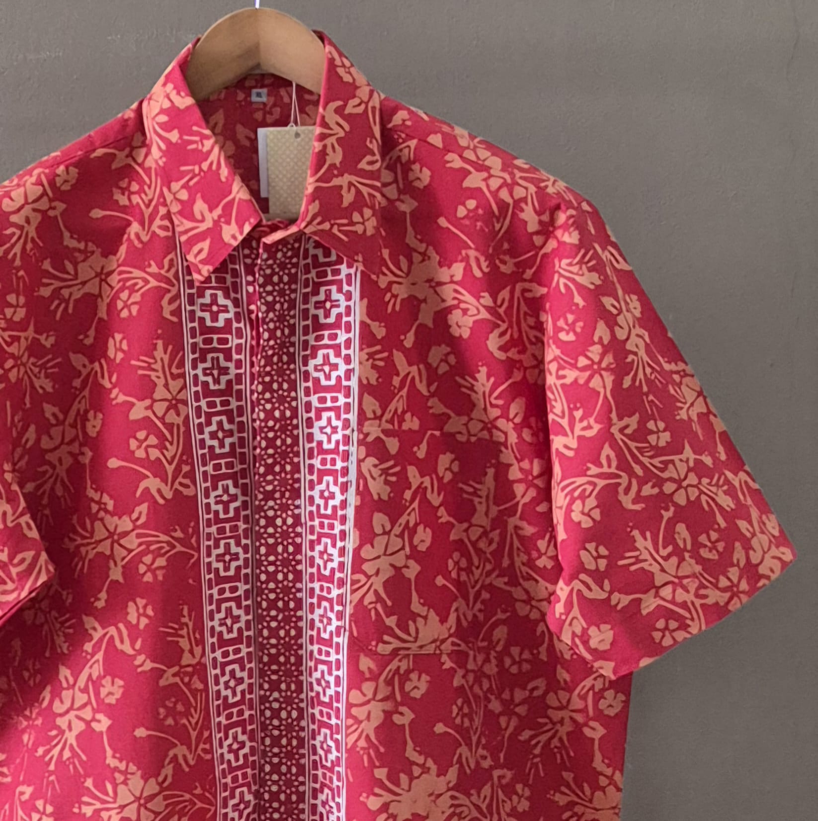 Men's Batik Linen Short Sleeve Shirt - XL