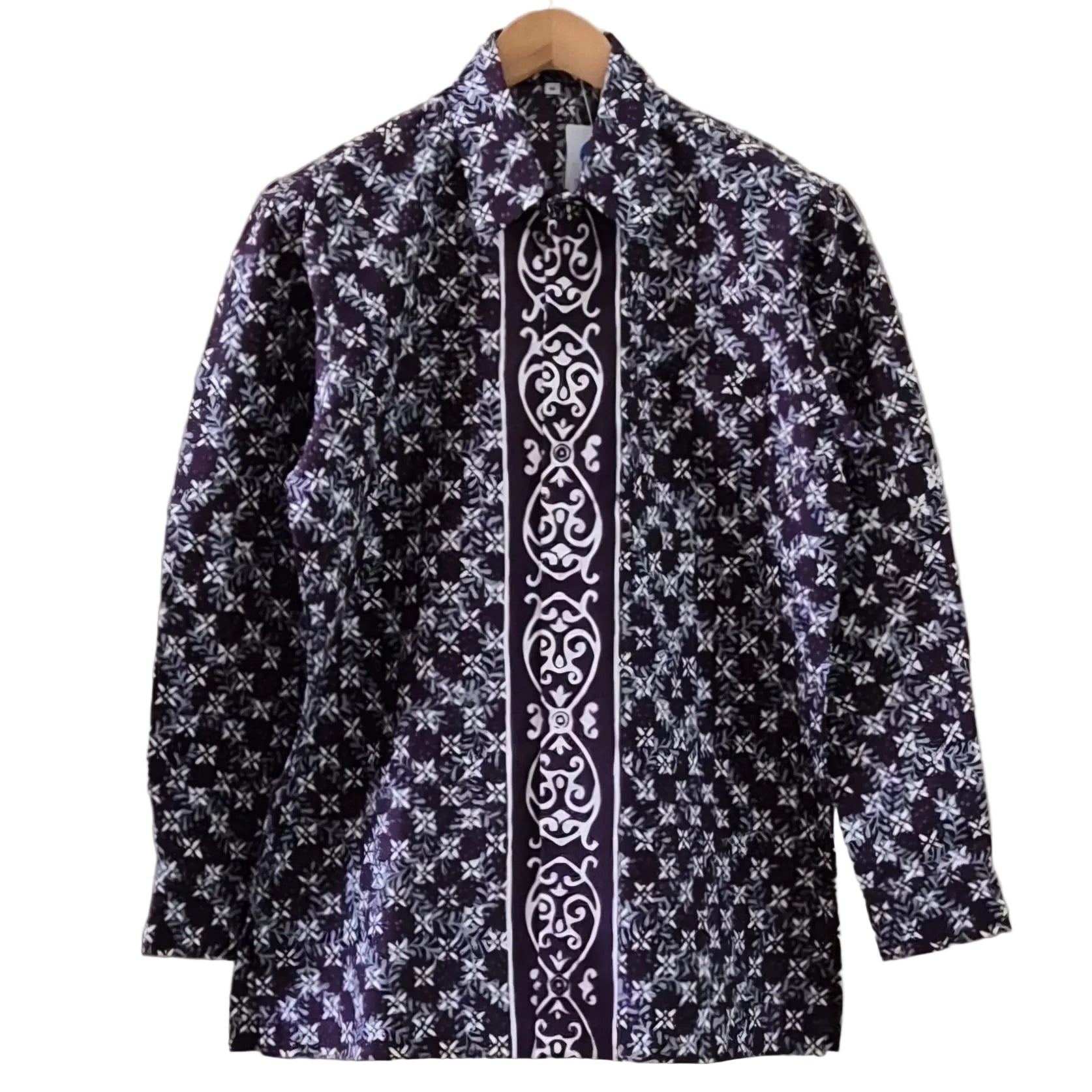 Men's Batik Linen Long Sleeve Shirt - M