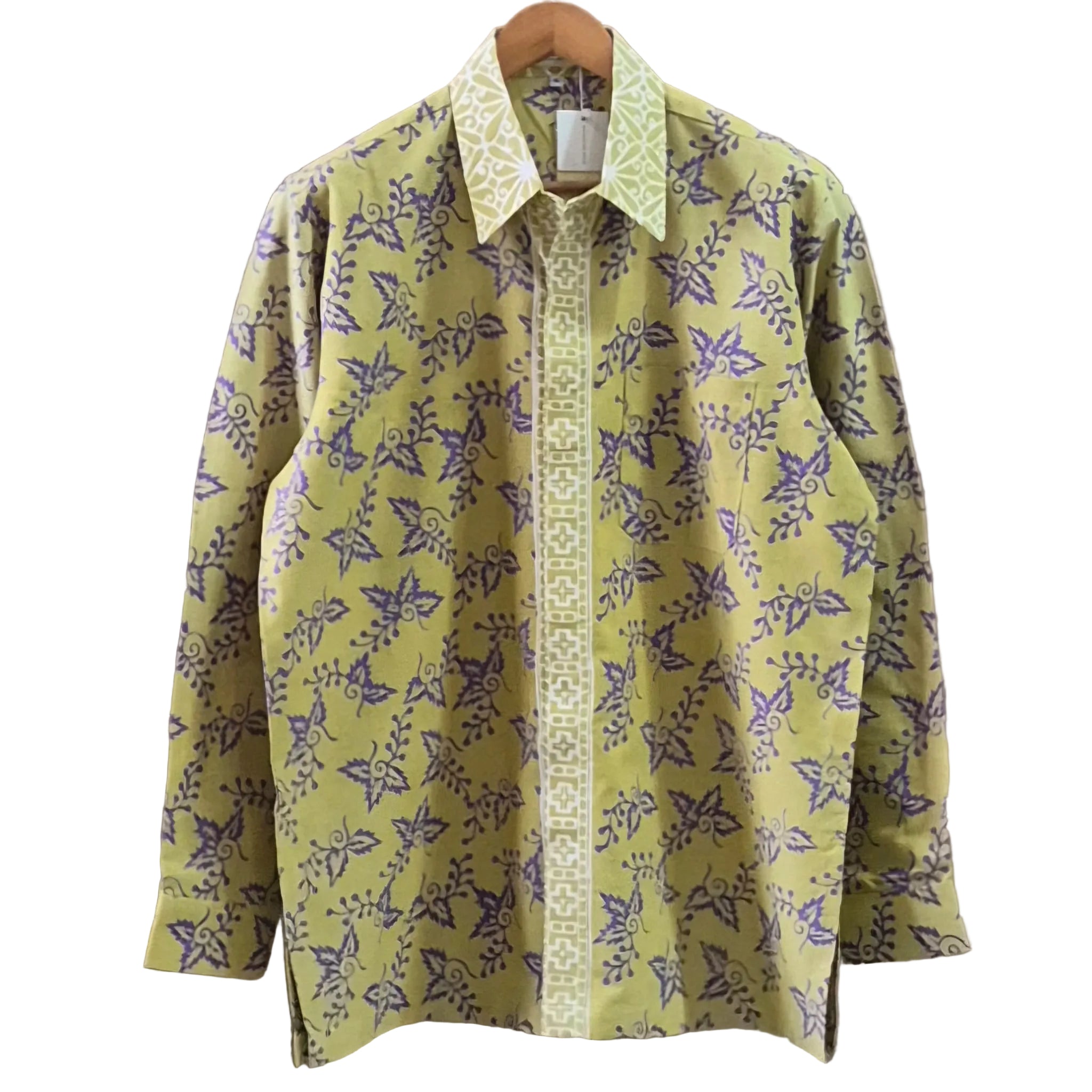 Men's Batik Linen Long Sleeve Shirt - XL