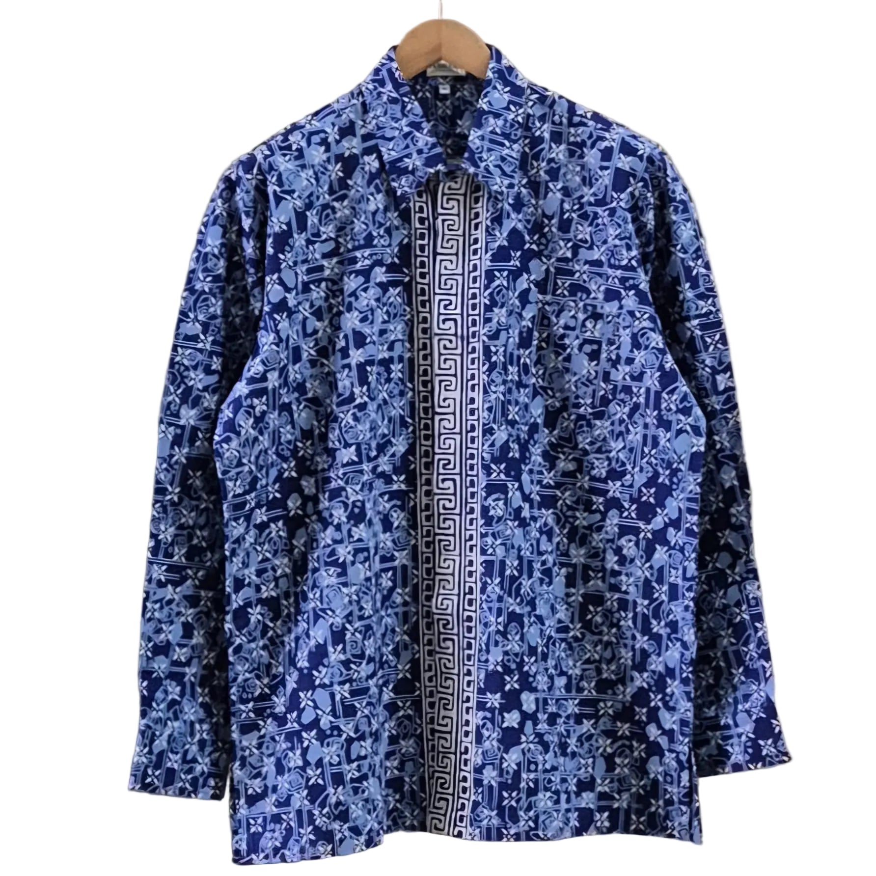 Men's Batik Linen Long Sleeve Shirt - XL