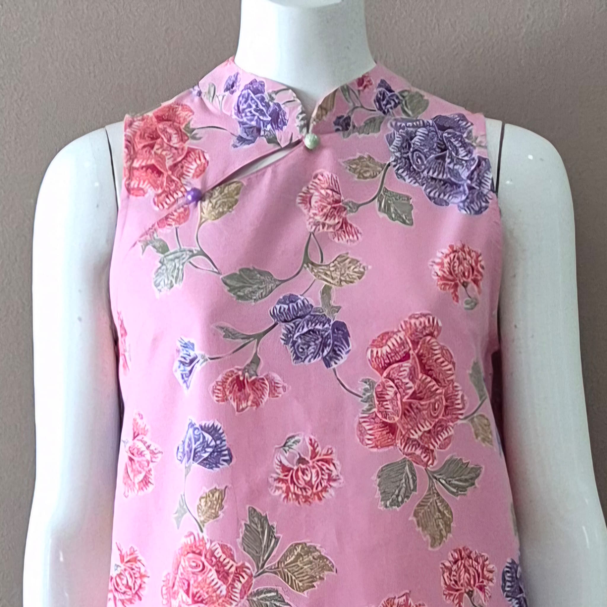 2 Buttons Cheongsam Relax Dress - S