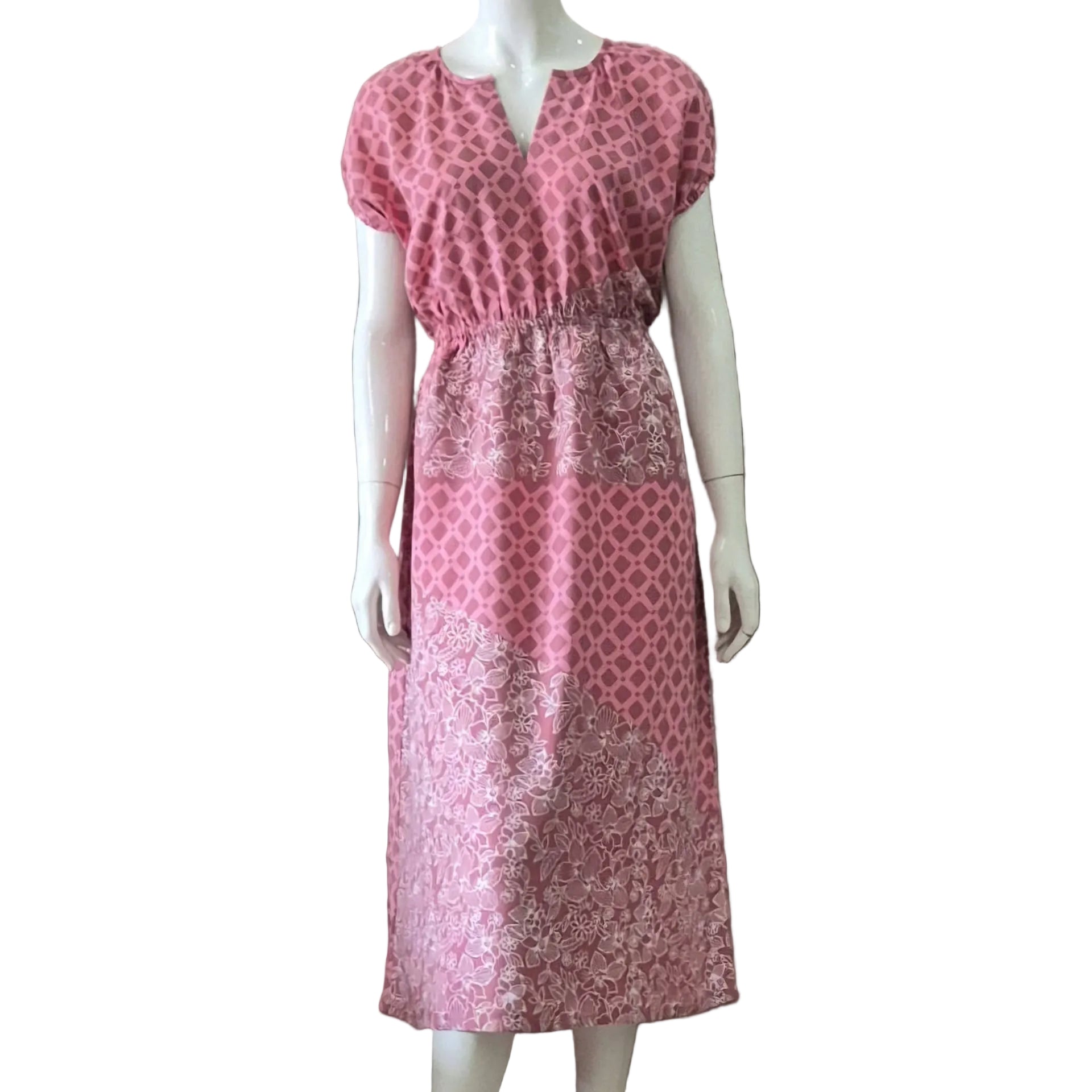 Gathered Waist Midi Dress - M