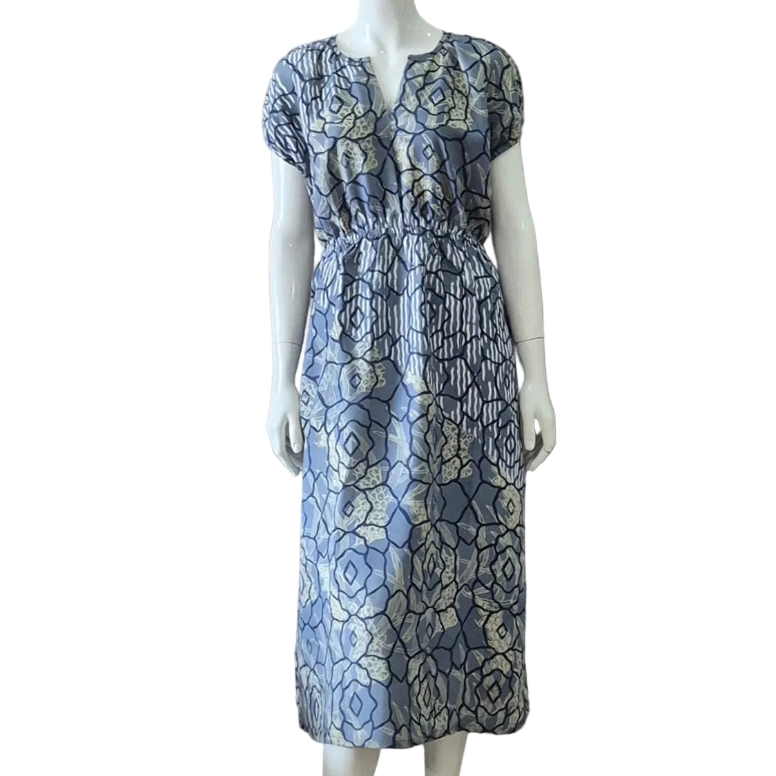 Gathered Waist Midi Dress - M