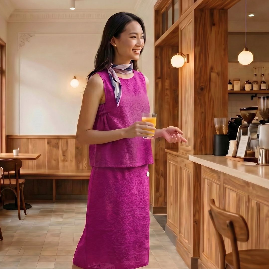 JP Ripple Side Button Skirt