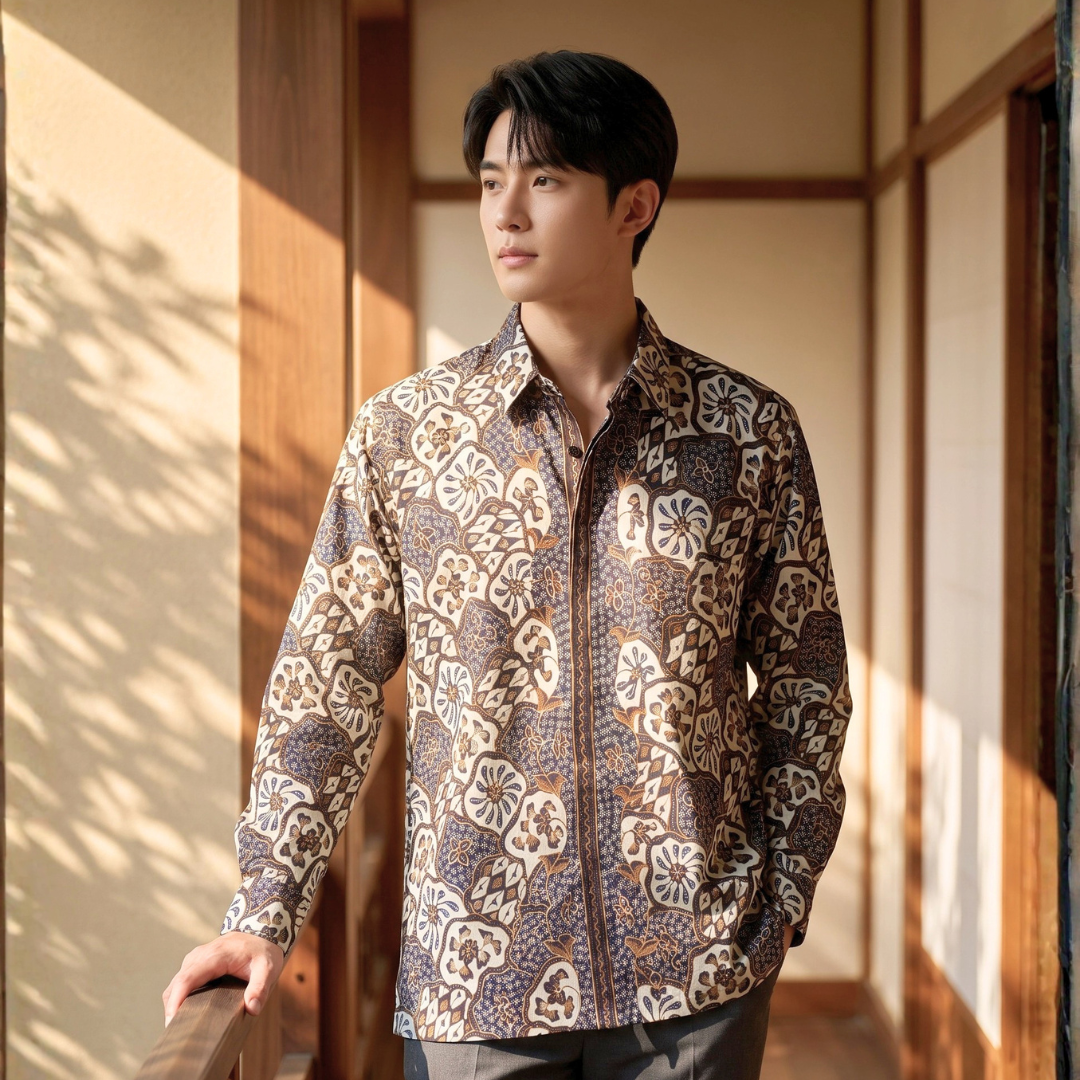 Premium Batik Tulis Supreme Men's Long Sleeve Shirt - S