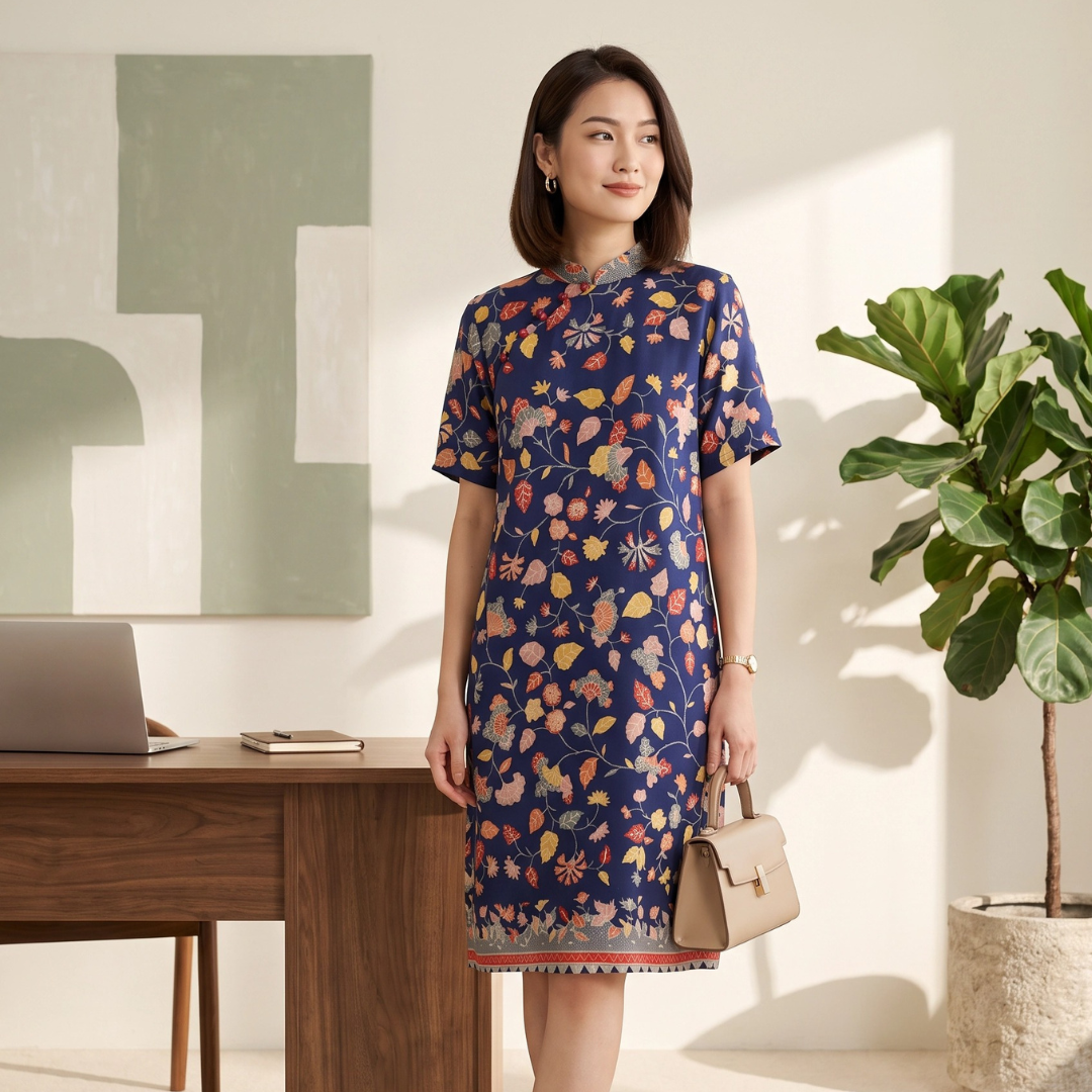 Batik Tulis Cheongsam Relax Dress - L