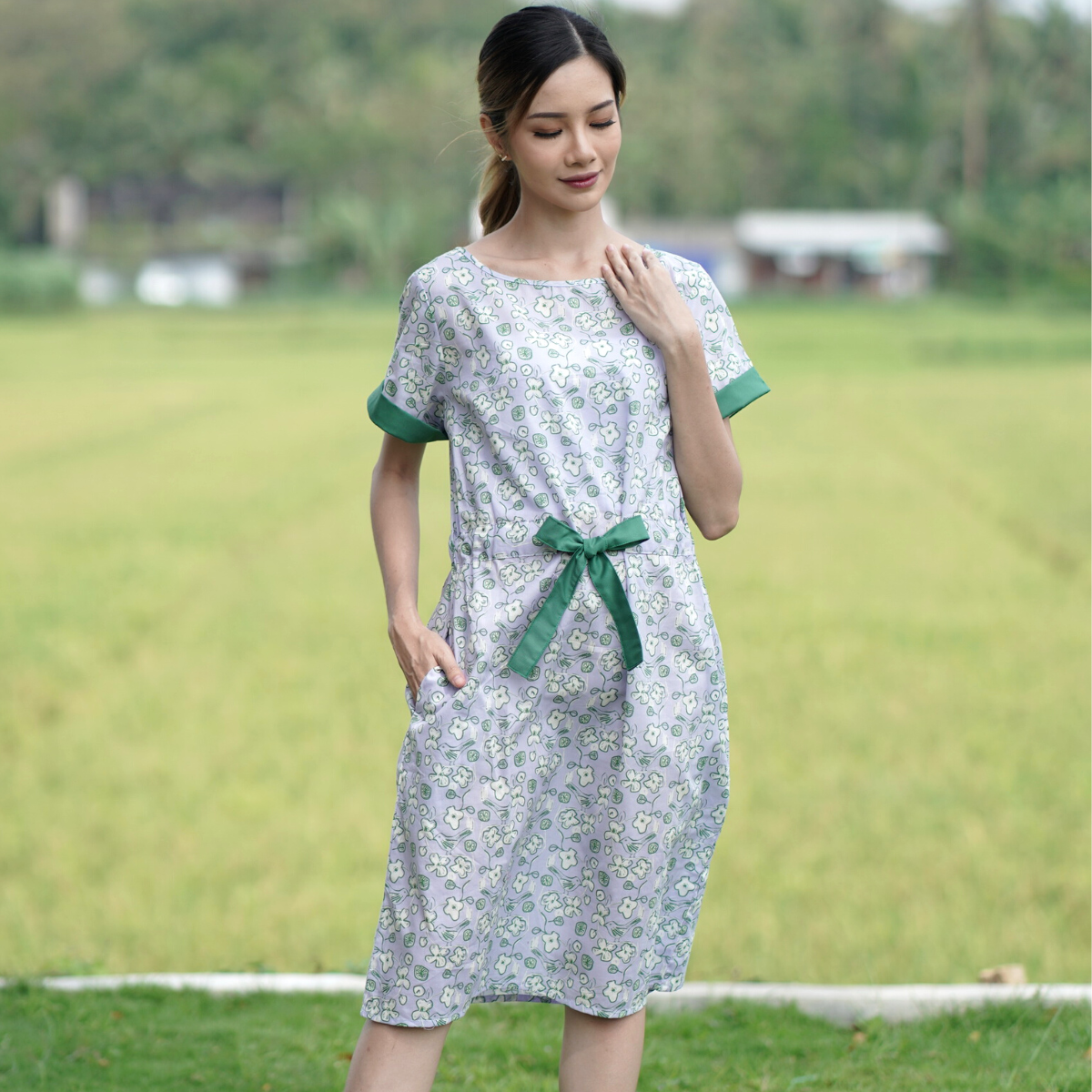 Japanese Cotton Front Tie Dress